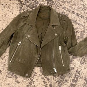 Olive suede moto jacket